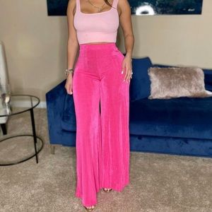 High waist wide leg pink pants